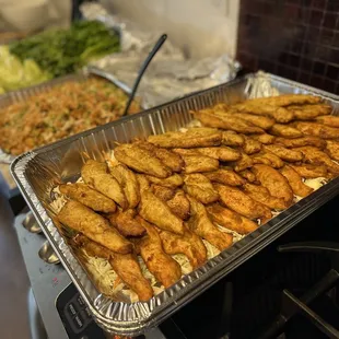 Chicken Satay and Nem Kao catering from Nom Nom. So great!