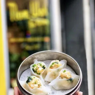 Shrimp and Snow Pea Leaf Dumplings Follow @bzeaters on ig for more food pics and recs!