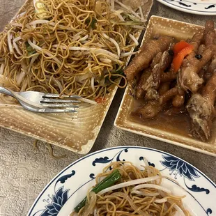 soy sauce noodles and chicken feet - dim sum staples!