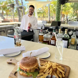 the new burger on lunch menu with truffle fries