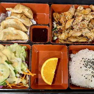 06.03.24 2 Items Bento Box - chicken teriyaki and gyoza