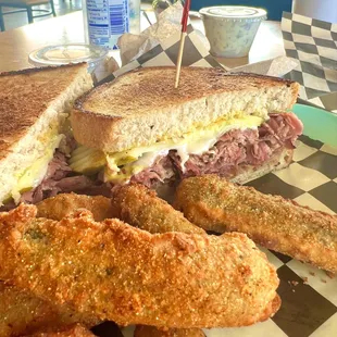 Pastrami Sammitch and Fried Okra