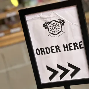 a sign for order here