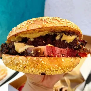 BBQ Brisket Bagel Sandwhich