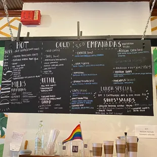 the menu on the wall