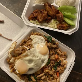 Spicy Basel chicken &amp; fried chicken wings.