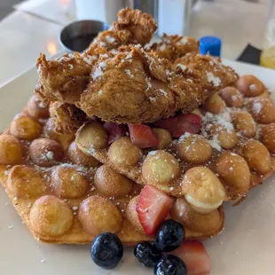 Waffles and Berries (+Chicken Strips)