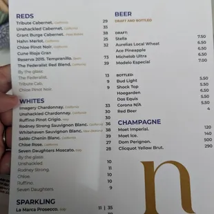 menu