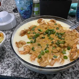 Shrimp and grits with Creole Crawfish sauce