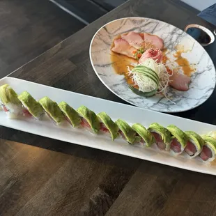 Daimiyo roll and hamachi jalapeño