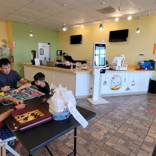 a family playing a board game