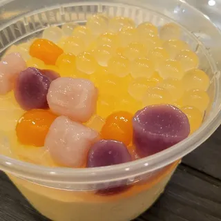 Sticky Rice Base, popping boba red bean and coconut jelly