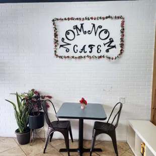 Dining area and signage