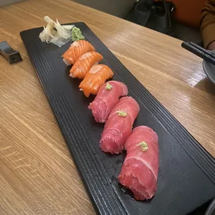 Salmon and otoro nigiri