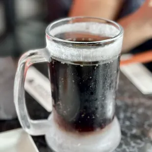 Ice cold soda in frosted mug