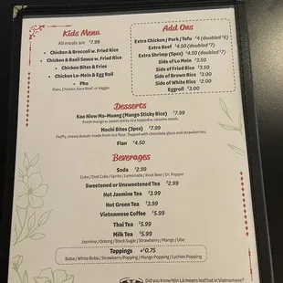 menu