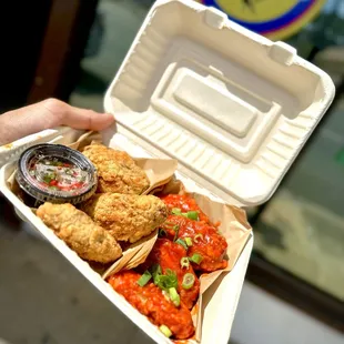 Calamansi chili wings (left) 
Gochujang Honaaay (right)