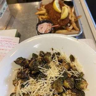 brussel sprouts and fries