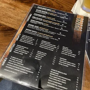 Drink menu