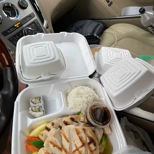 Too much styrofoam and gross chicken.