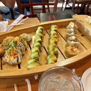 Super crunch roll, jade roll, pirate roll and dynamite