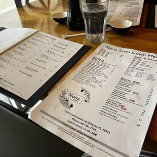 sushi and sashimi, menu