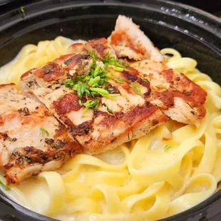 Fettuccine Alfredo w/chicken  ($22)-5/23