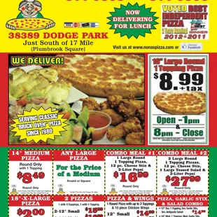 the menu for the restaurant