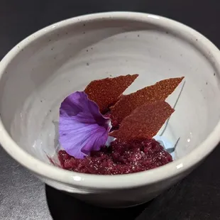 January 2022 Menu
 Thai Pea Flower Ice Cream &amp; Berry Granita