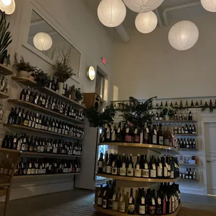 a display of bottles of wine
