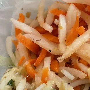 Hair with follicle/bulb in Te Bun Cha Gio/Eggrolls