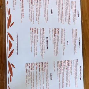 menu