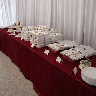 a long table of food