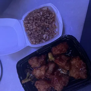 a meal of chicken and rice