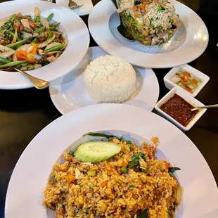 Thai basil fried rice  Pineapple fried rice with chicken  Thai basil stir fry with shrimp