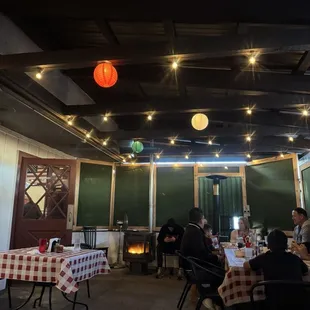 Patio has two stoves to heat it