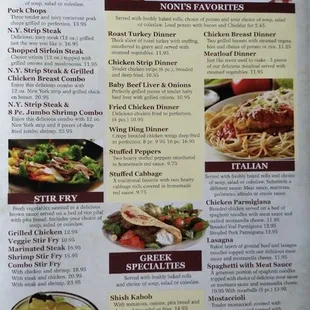 Menu pricing