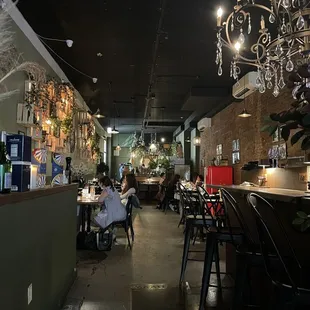 Interior is dark and moody