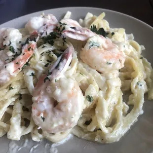 The best fettuccini Alfredo and shrimp.  The Alfredo is always made on order, never from a jar or can.