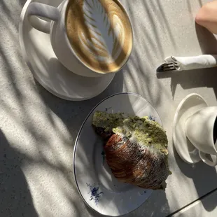 Pistachio, Matcha &amp; White Chocolate Croissant Lavender Lattelavender