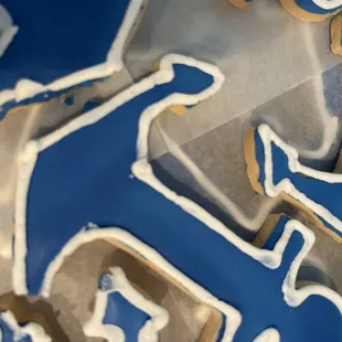 a close up of a decorated cookie