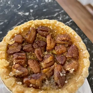a close up of a pie