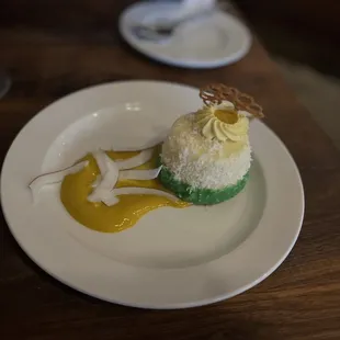 a dessert on a white plate