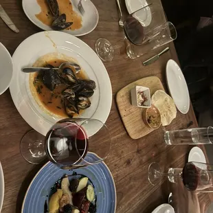 Muscles. We also had the lobster ravioli