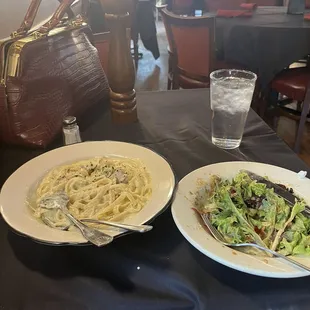 Chicken Fettuccine Alfredo and House  Side House Salad