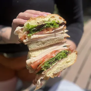Our signature Nonna select sandwich featuring sliced turkey, prosciutto, rosemary aoili, fresh tomato &amp; mixed greens.