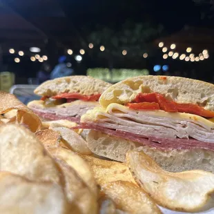 a sandwich and chips