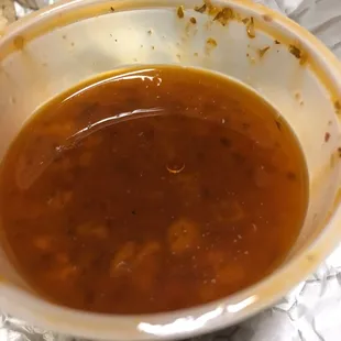 Gravy on the side. Tasted good, even though it looked oily.....is that bad?