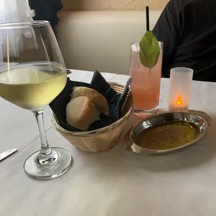 Chardonnay, Summer Breeze, rolls, and oil dipping!