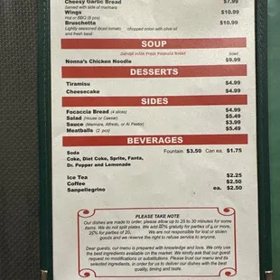 Appetizers, Soups, Desserts, Sides, Beverages